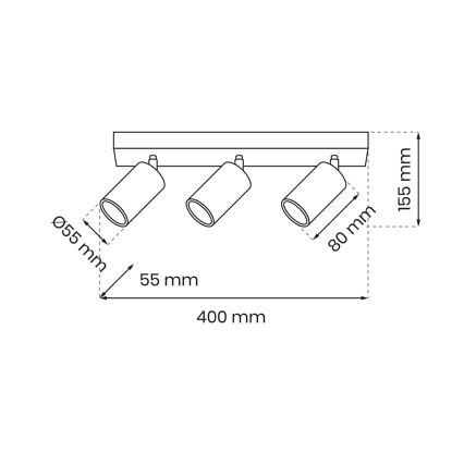 Spot  HUDSON 3xGU10/8W/230V zwart