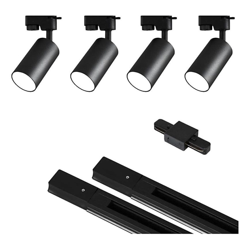 Spot in een rail systeem 4xGU10/25W/230V zwart