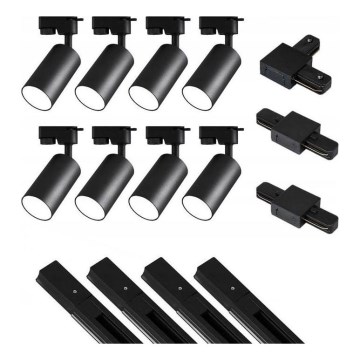 Spot in een rail systeem 8xGU10/25W/230V 4 m zwart