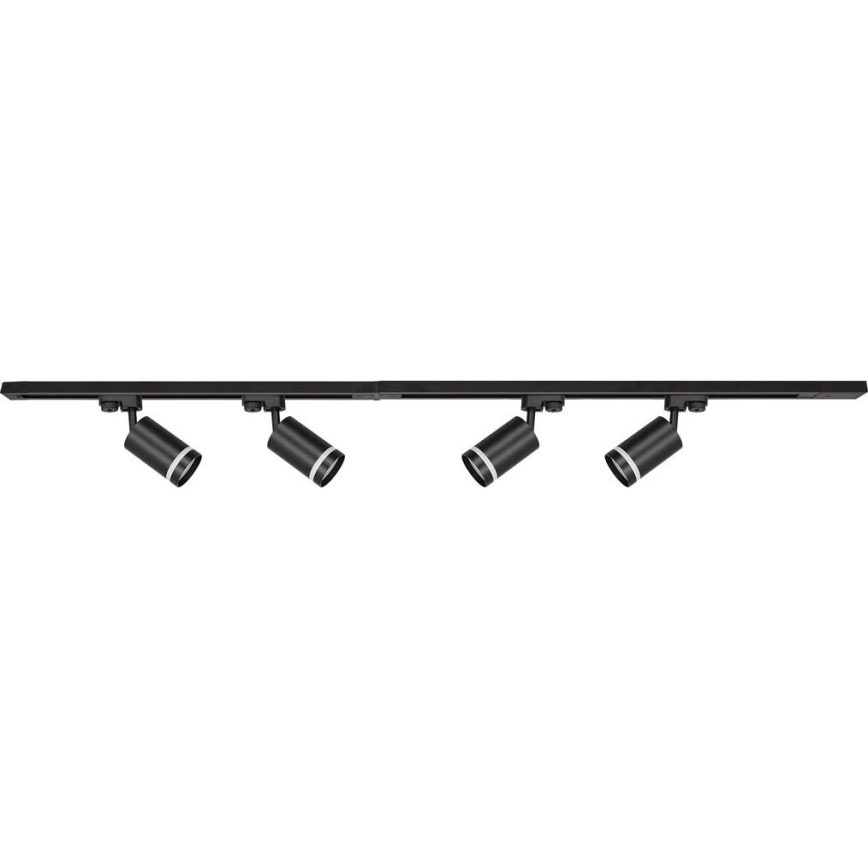 Spot in een rail systeem PIPE 4xGU10/10W/230V 2x1m zwart