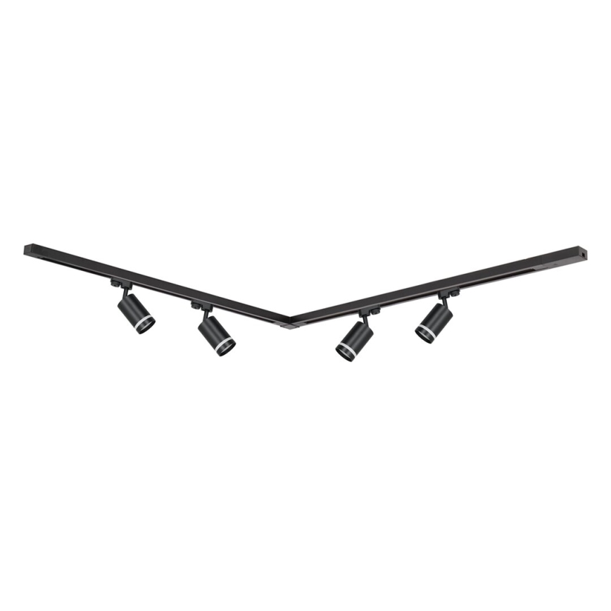 Spot in een rail systeem PIPE 4xGU10/10W/230V 2x1m zwart