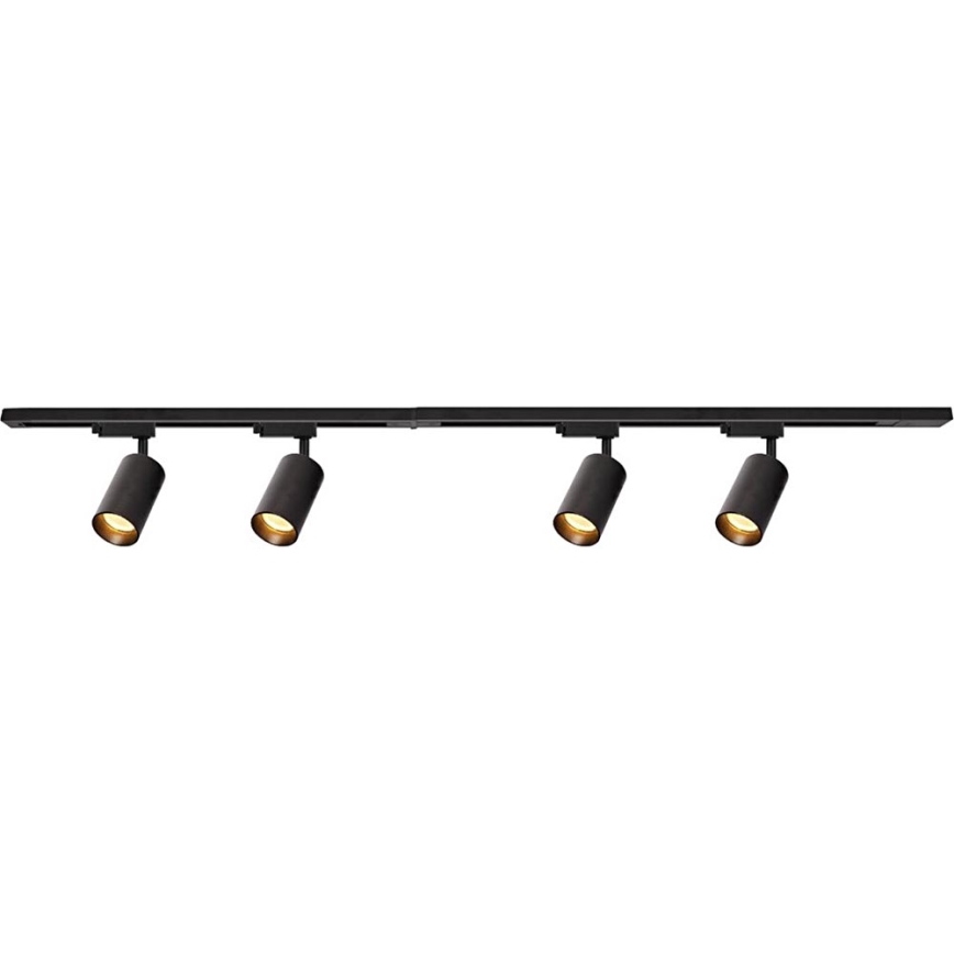 Spot in een rail systeem PIPE 4xGU10/10W/230V zwart