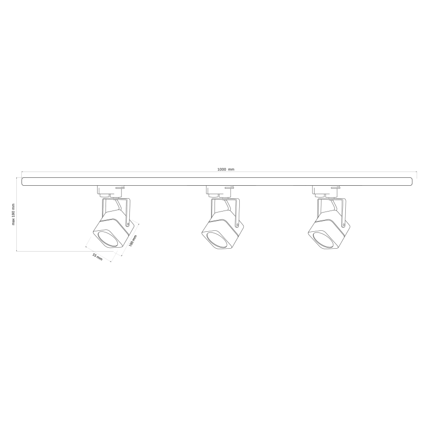 Spot in een rail systeem VIENNA 3xGU10/10W/230V zwart