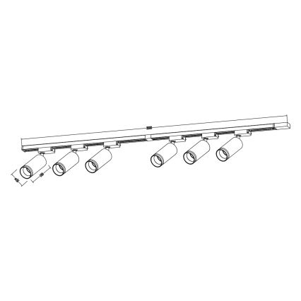 Spot in railsysteem PIPE 6xGU10/10W/230V wit