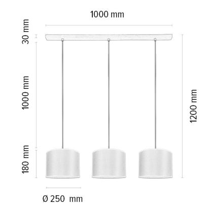 Hanglamp aan een koord BENITA 3xE27/40W/230V wit/eiken – FSC gecertificeerd