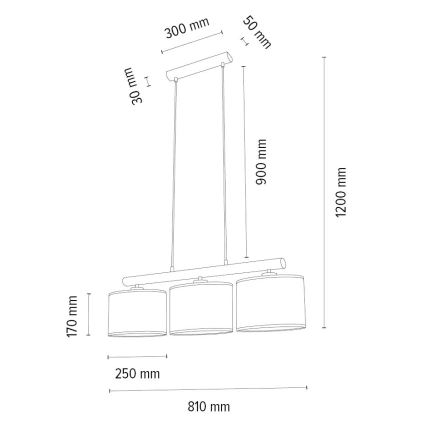 Hanglamp aan een koord MERCEDES 3xE27/40W/230V bruin/eiken – FSC gecertificeerd