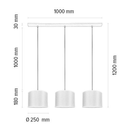 Hanglamp aan een koord BENITA 3xE27/40W/230V bruin/eiken – FSC gecertificeerd