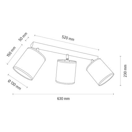 Spot BENITA 3xE27/25W/230V crème/eiken – FSC gecertificeerd