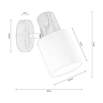 Wandspot TRENDY 1xE27/15W/230V grenen - FSC-gecertificeerd