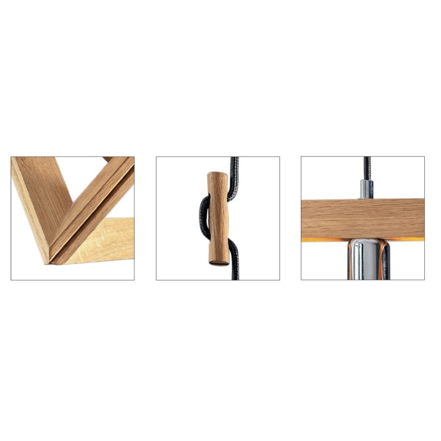 Hanglamp aan kabel TRIGONON 1xE27/60W/230V mat eiken