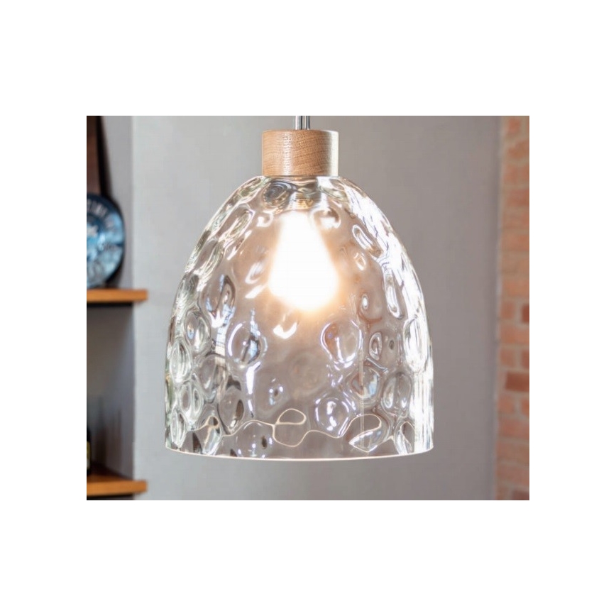 Hanglamp aan een koord ALESSANDRO 1xE27/60W/230V eiken