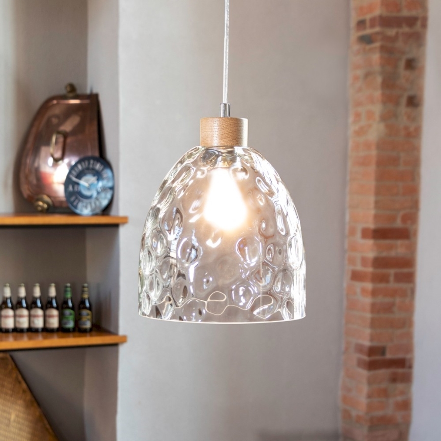 Hanglamp aan een koord ALESSANDRO 1xE27/60W/230V eiken