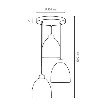 Hanglamp aan een koord AURA 3xE27/60W/230V beuken