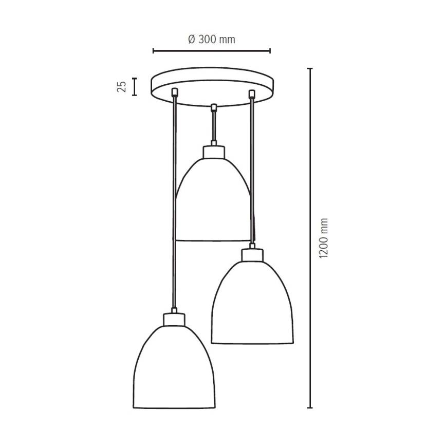 Hanglamp aan een koord AURA 3xE27/60W/230V beuken