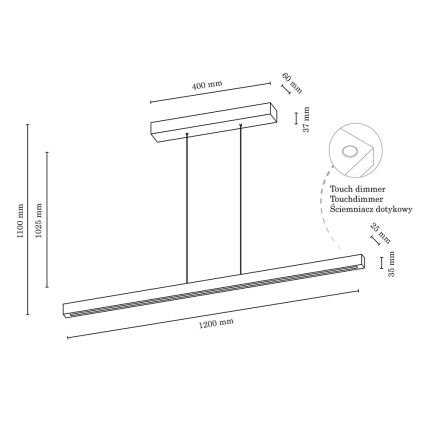 Dimbare LED Hanglamp aan een koord SMAL LED/18W/230V - FSC-gecertificeerd