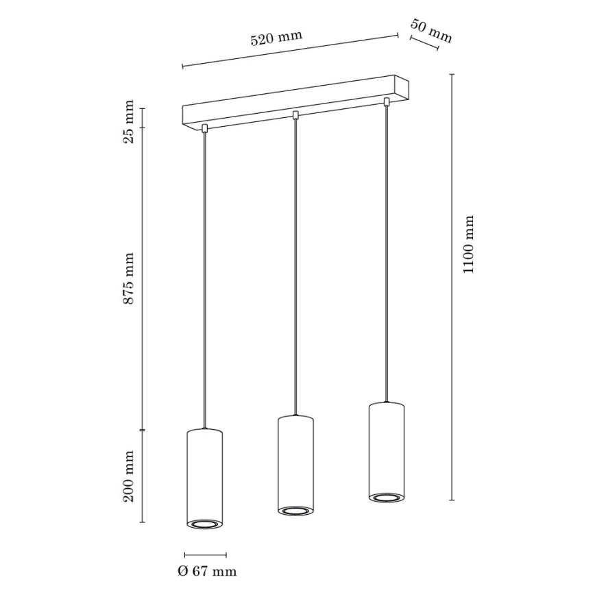LED Hanglamp aan koord PIPE 3xGU10/5W/230V mat eiken  - FSC-gecertificeerd
