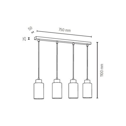 Hanglamp aan een koord BOSCO 4xE27/60W/230V - FSC-gecertificeerd