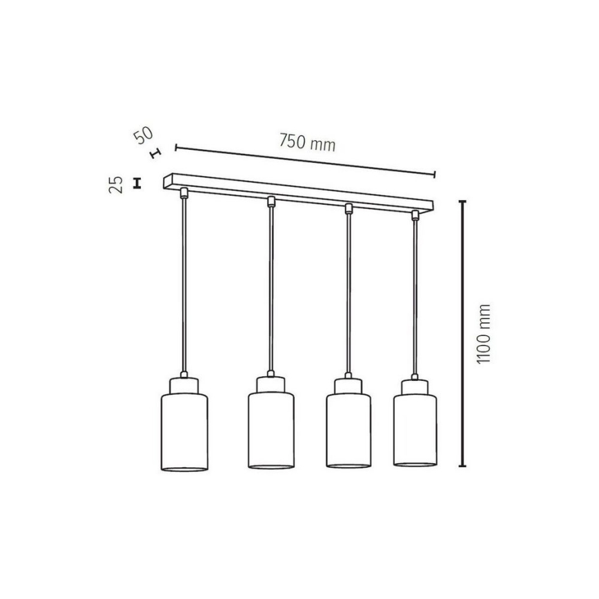 Hanglamp aan een koord BOSCO 4xE27/60W/230V - FSC-gecertificeerd