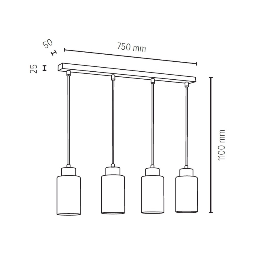Hanglamp aan koord BOSCO 4xE27/60W/230V - FSC-gecertificeerd