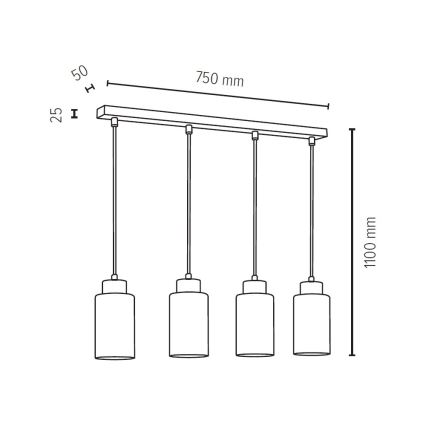 Hanglamp aan koord BOSCO 4xE27/60W/230V - FSC-gecertificeerd