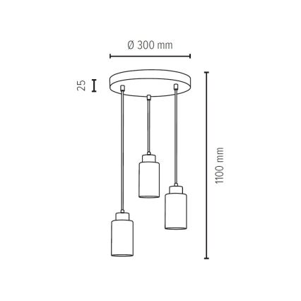 Hanglamp aan koord BOSCO 3xE27/60W/230V - FSC-gecertificeerd