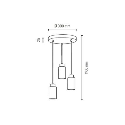 Hanglamp aan een koord BOSCO 3xE27/60W/230V - FSC-gecertificeerd