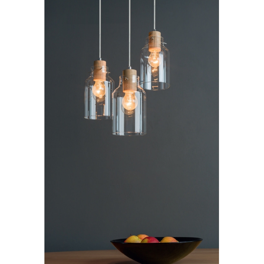 Hanglamp aan kabel ALESSANDRO 1xE27/60W/230V eiken