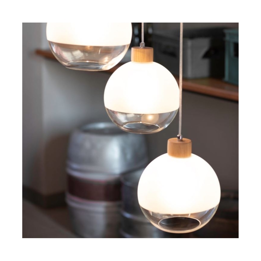 Hanglamp aan een koord ALESSANDRO 1xE27/60W/230V eiken
