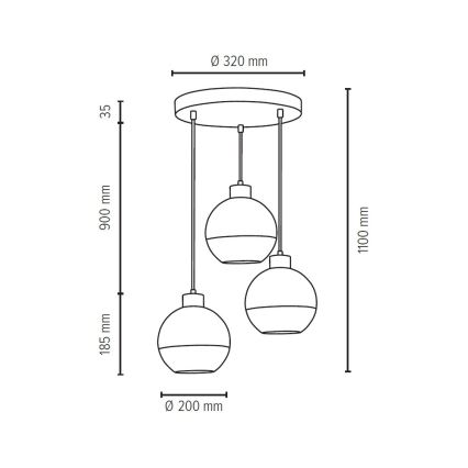 Hanglamp aan koord FRESH 3xE27/60W/230V - FSC-gecertificeerd
