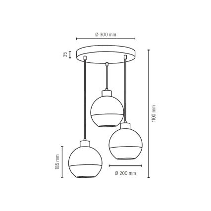 Hanglamp aan koord LINEA 3xE27/60W/230V - FSC-gecertificeerd