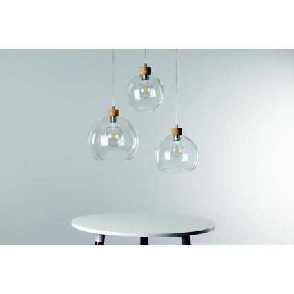 Hanglamp aan een koord LAGUNA 1xE27/60W/230V eiken