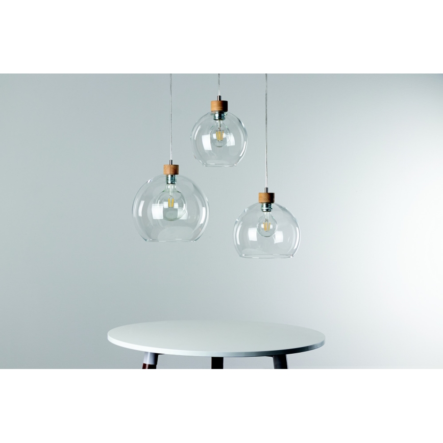 Hanglamp aan een koord LAGUNA 1xE27/60W/230V eiken