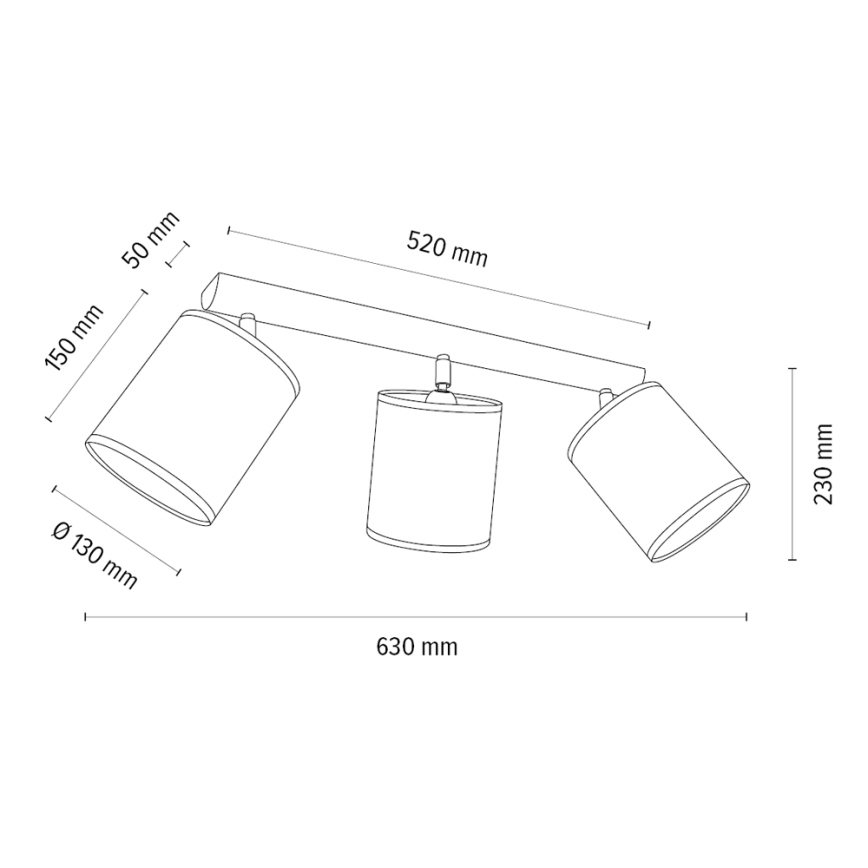 Plafondspot BENITA 3xE27/25W/230V bruin/eiken