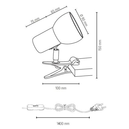 Klemlamp SVENDA 1xE27/60W/230V - FSC-gecertificeerd