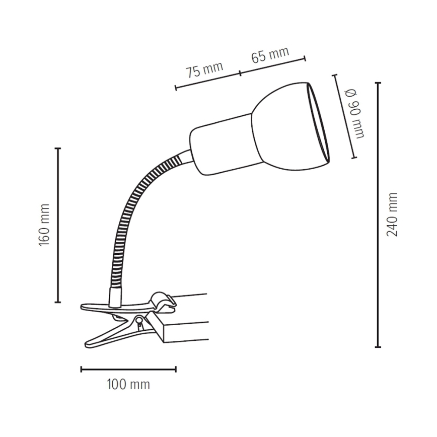 Flexibele lamp met klem SVENDA 1xE27/60W/230V eik/grijs