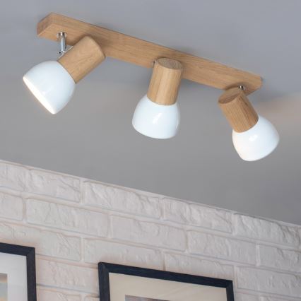 Plafondspot SVENDA 3xE27/60W/230V eik/wit