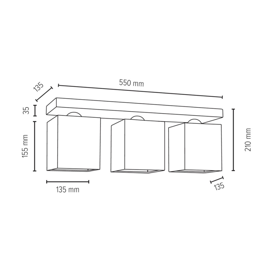 Plafondlamp INGER 3xE27/25W/230V - FSC-gecertificeerd