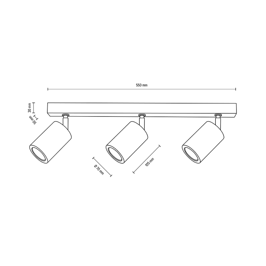 LED Plafond Spot MATTI 3xGU10/5W/230V eiken - FSC-gecertificeerd