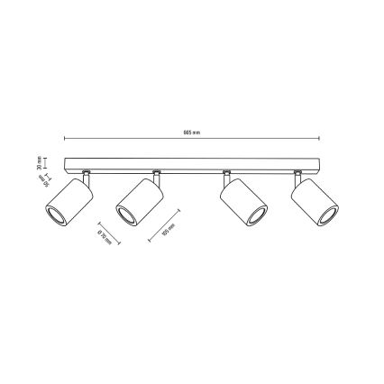 LED Plafond Spot MATTI 4xGU10/5W/230V eiken - FSC-gecertificeerd