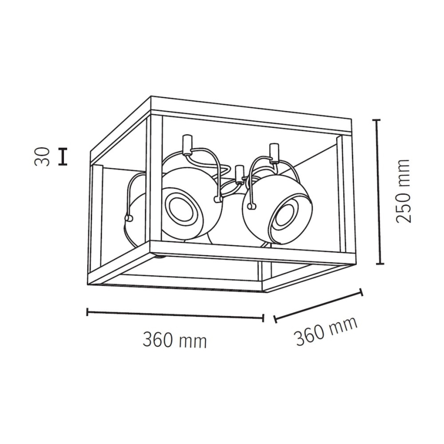 LED Plafondlamp ROY 4xGU10/5W/230V mat eiken - FSC-gecertificeerd