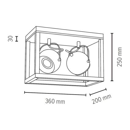 LED Plafondlamp ROY 2xGU10/5W/230V mat eiken - FSC-gecertificeerd