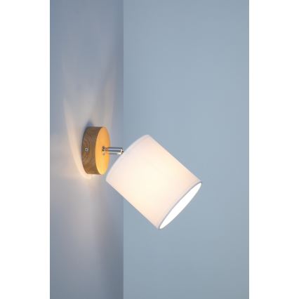 Wandlamp APRILLIA 1xE27/25W/230V eiken wit - FSC-gecertificeerd