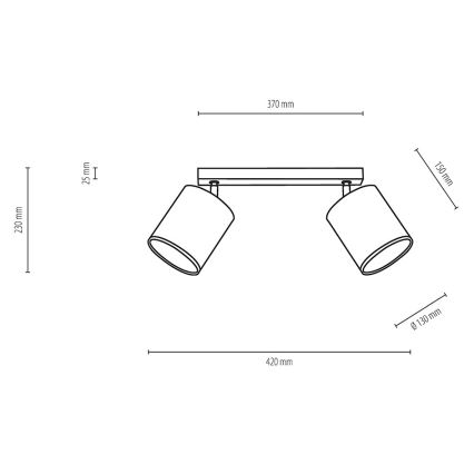 Plafondspot APRILLIA 2xE27/25W/230V eiken/wit