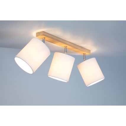 Plafondspot APRILLIA 3xE27/25W/230V eiken wit