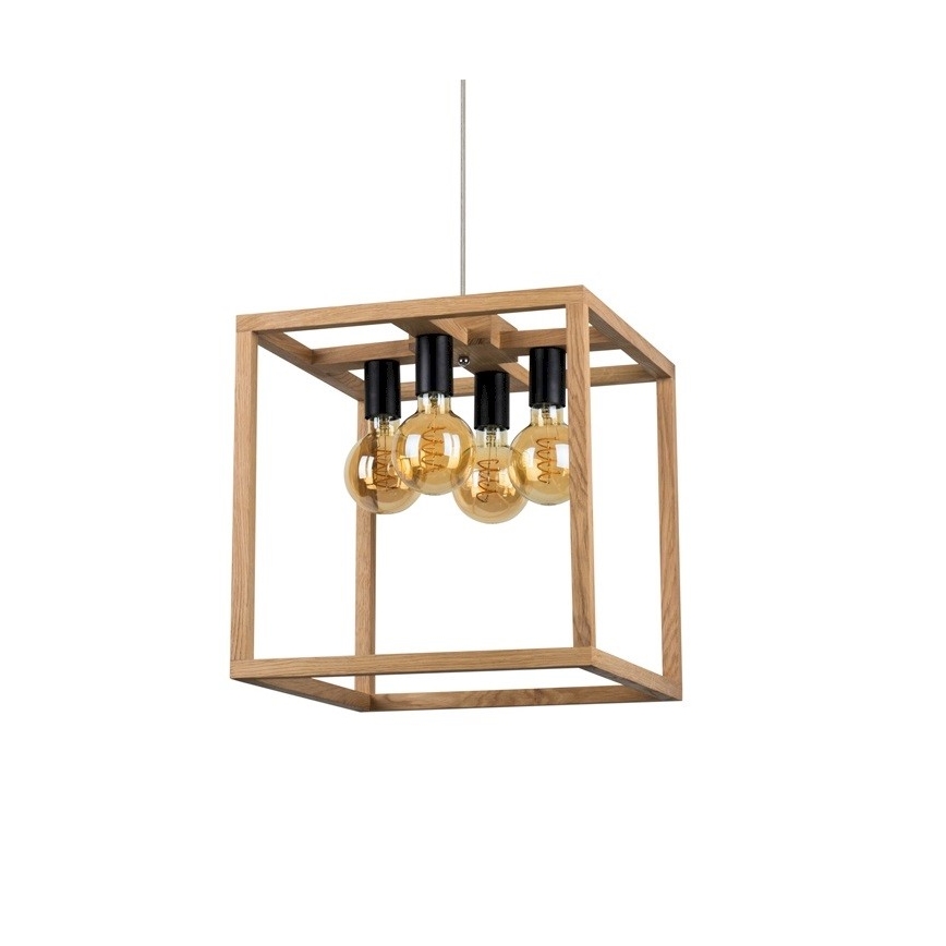 Hanglamp aan een koord KAGO 4xE27/60W/230V eiken