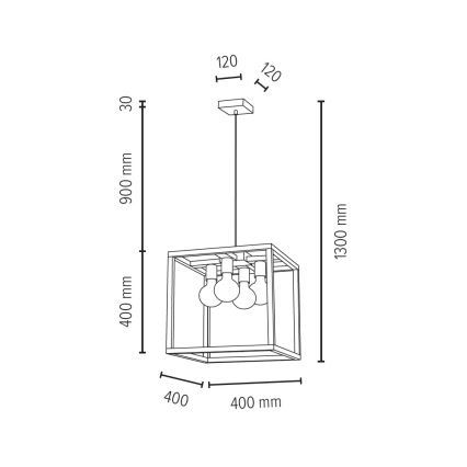 Hanglamp aan koord KAGO 4xE27/60W/230V - FSC-gecertificeerd