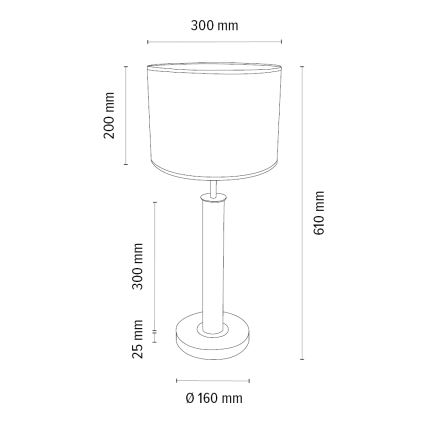 Tafellamp BENITA 1xE27/60W/230V 61 cm wit/eiken
