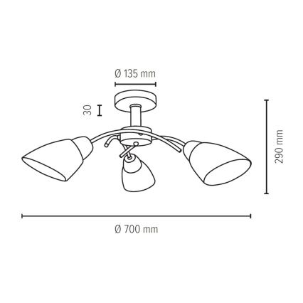 Plafondlamp VILETTA 3xE27/60W/230V - FSC-gecertificeerd