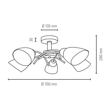 Bevestigde hanglamp VILETTA 5xE27/40W/230V eiken