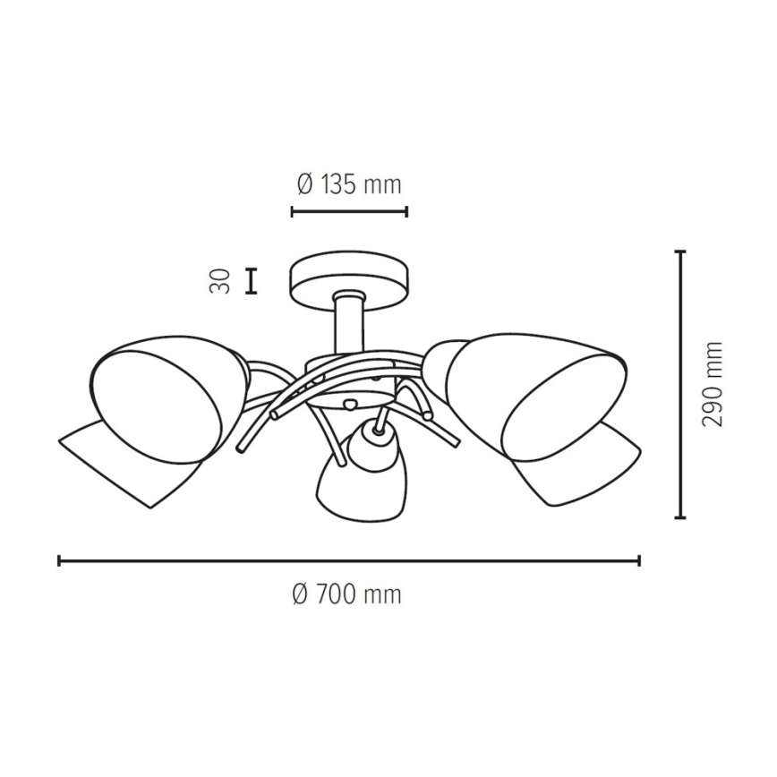 Bevestigde hanglamp VILETTA 5xE27/40W/230V eiken